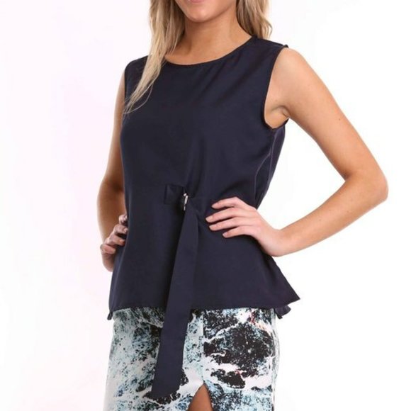 Two Sister Navy Blue "Buckle Me" Top - Picture 2 of 3